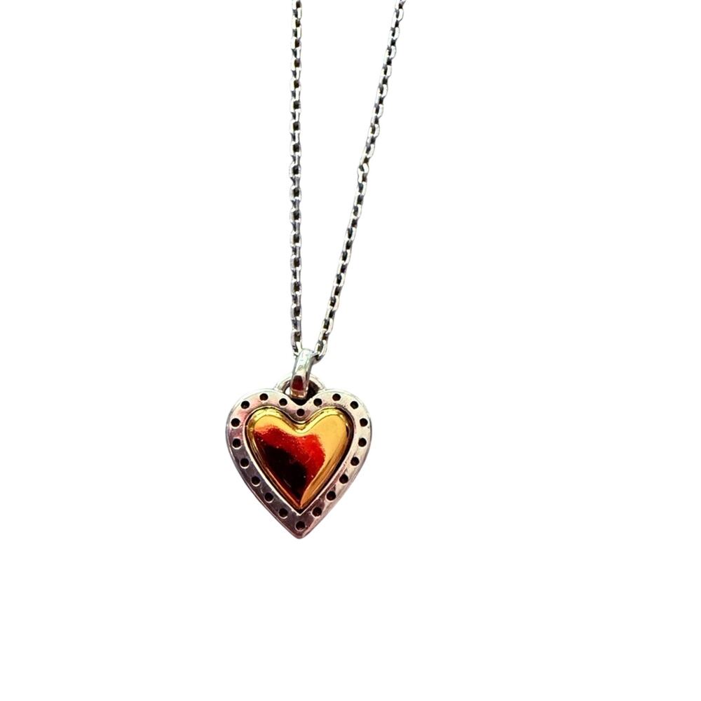 Brighton Reversible Dainty Two Tone Heart Pendant Necklace